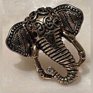 Bronzetone Elephant Head Stretch Ring—OSFM